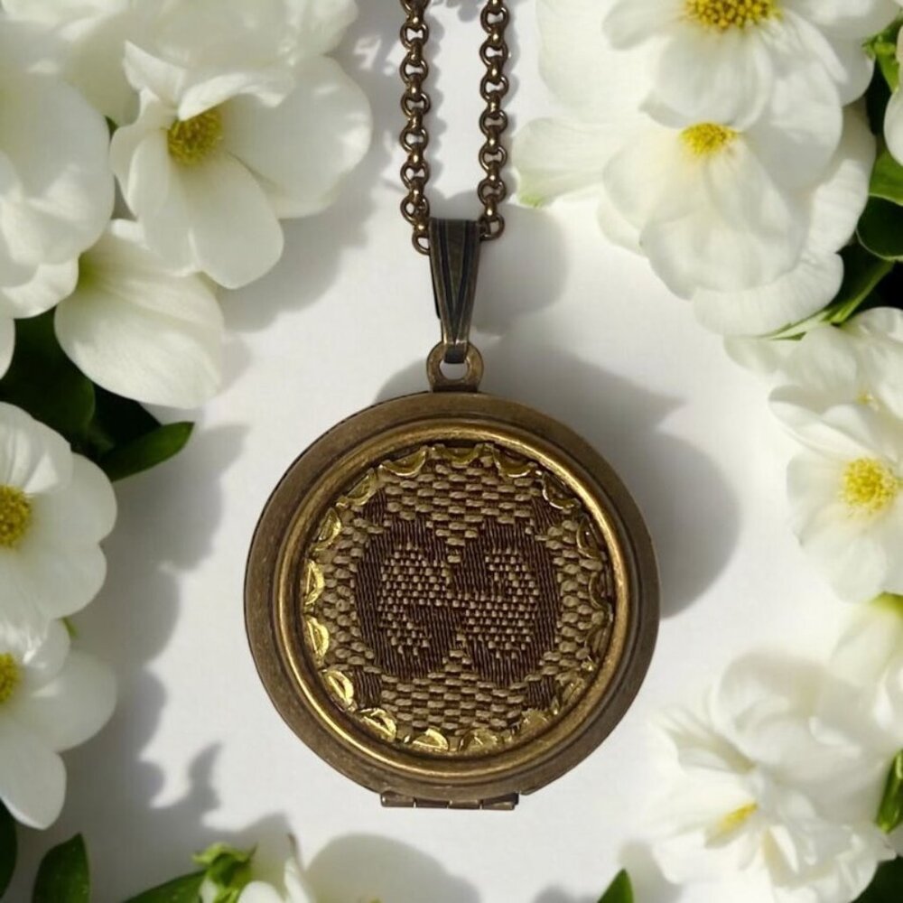 Upcycled Reworked Gucci GG Canvas Locket Necklace Limited Edition Small